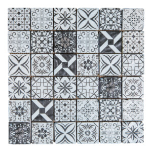 Crstal80BW: Stone Mosaic Tile (30.0x30.0) cm, Black/White patterned