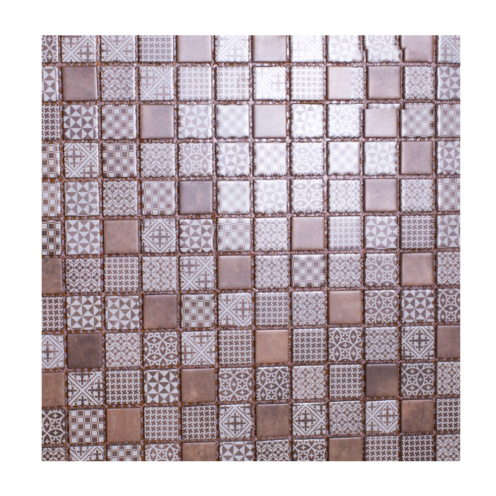 LA18200C: Vintage Mixed Glass Mosaic Tile: (30.0x30.0)cm, Brown