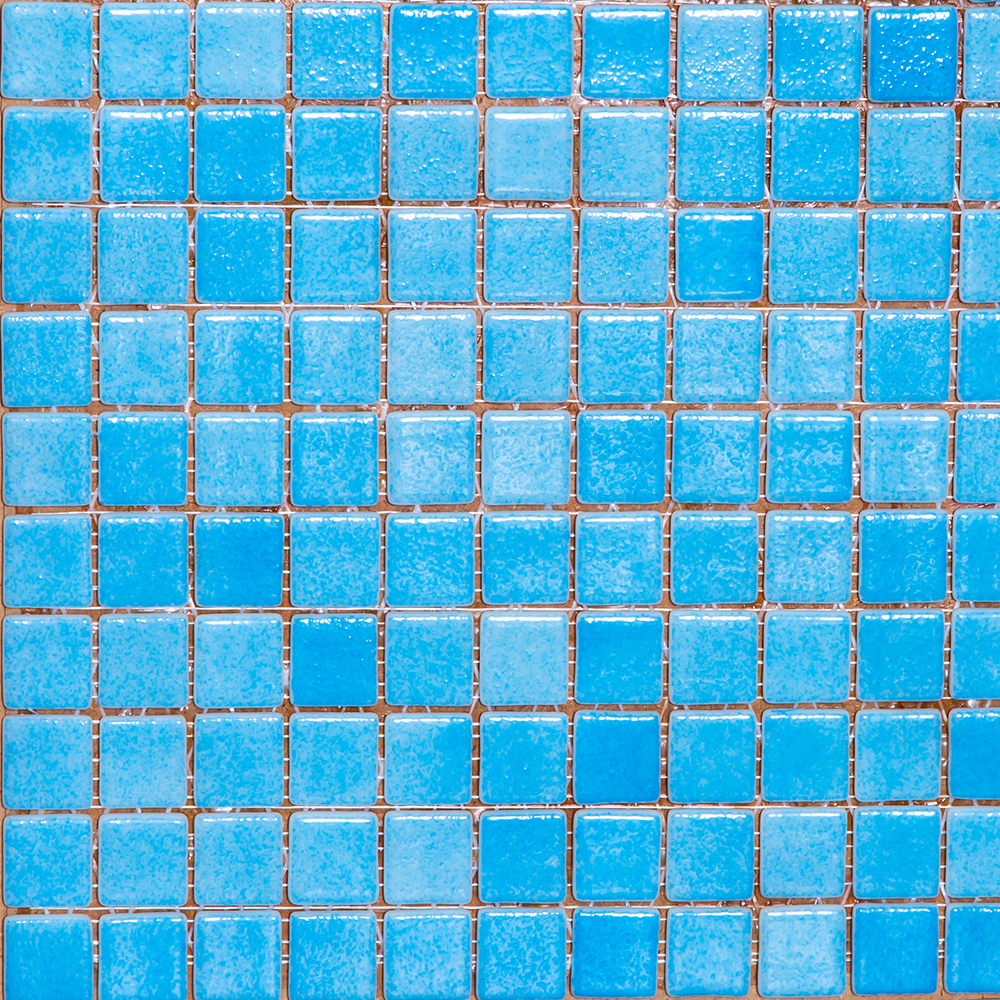 501-Plain: Swimming Pool Glass Mosaic Tile: (31.7x31.7)cm, Blue