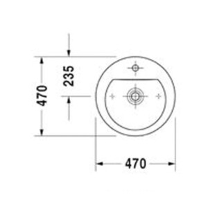 Darling: Over Counter Basin, 47cm 1Tap Hole, White