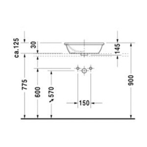 Darling: Over Counter Basin, 47cm 1Tap Hole, White