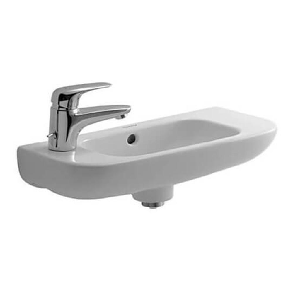 Duravit: D-Code : Handrinse Basin, 1 Tap Hole And Overflow, 50cm, White #07065000082