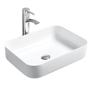 Art-Deco: Washbasin With Waste; (50x40x13.5)cm, White