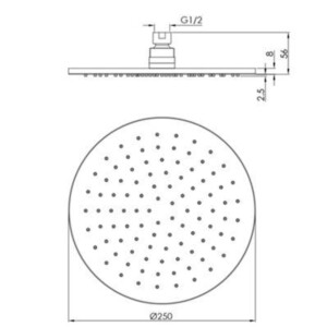 Miro Italy: Stainles Steel Round Shower Head; 25cm, Matt Black