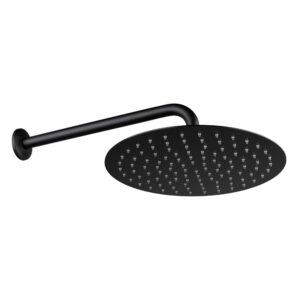 Stainless Steel Round Shower Head With Silicone Nozzle Anti Scaling; 300mm, Matt Black