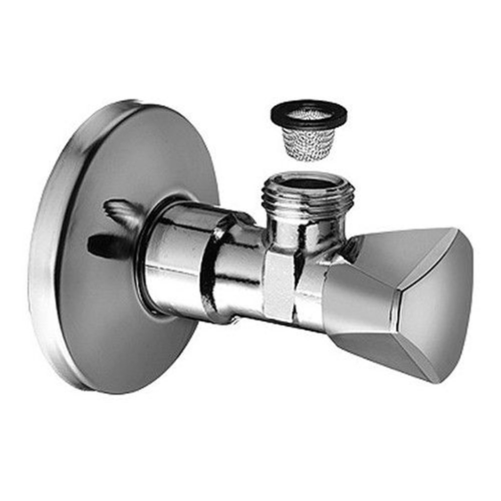 Angle Valve with Screw Connection: Comfort Filter, 1/2x3/8",Chrome Plated