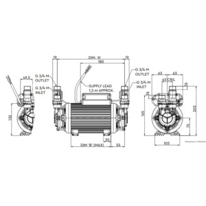 Monsoon: Shower Booster Pump, 3.0 bar Twin