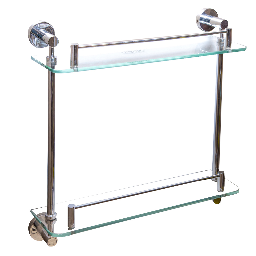 Dali: Double Bathroom Shelf, Glass; Chrome Plated
