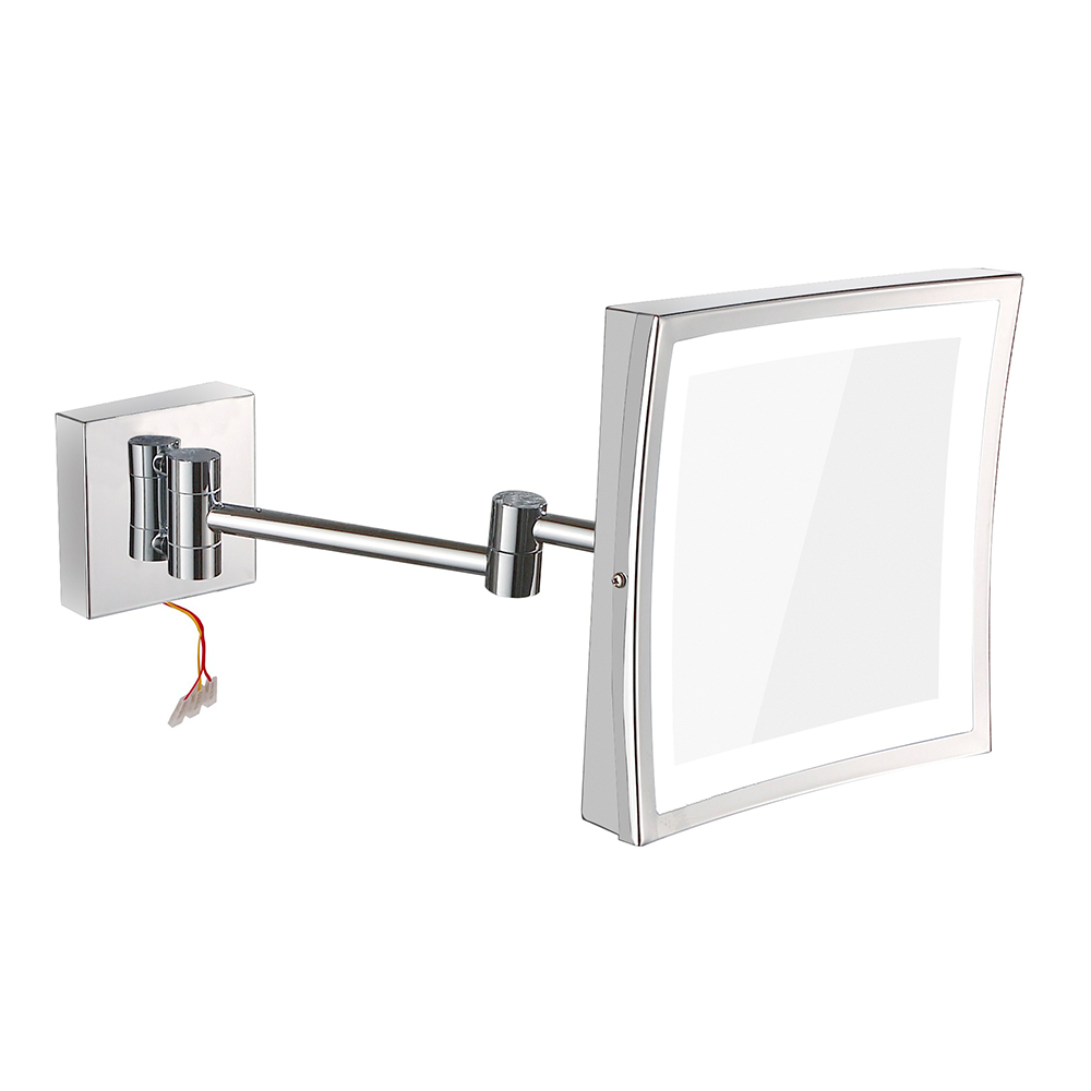 Tapis: Shaving Mirror With Led Light; Brass Frame, Chrome