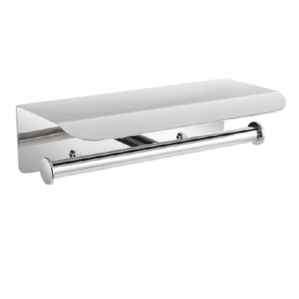 Double Toilet Roll Holder; Polished