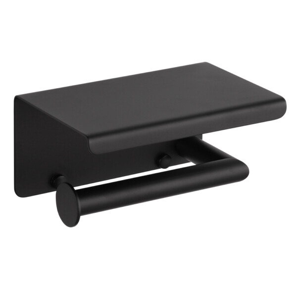 Dali: Toilet Roll Holder with Shelf Wall, Matt Black