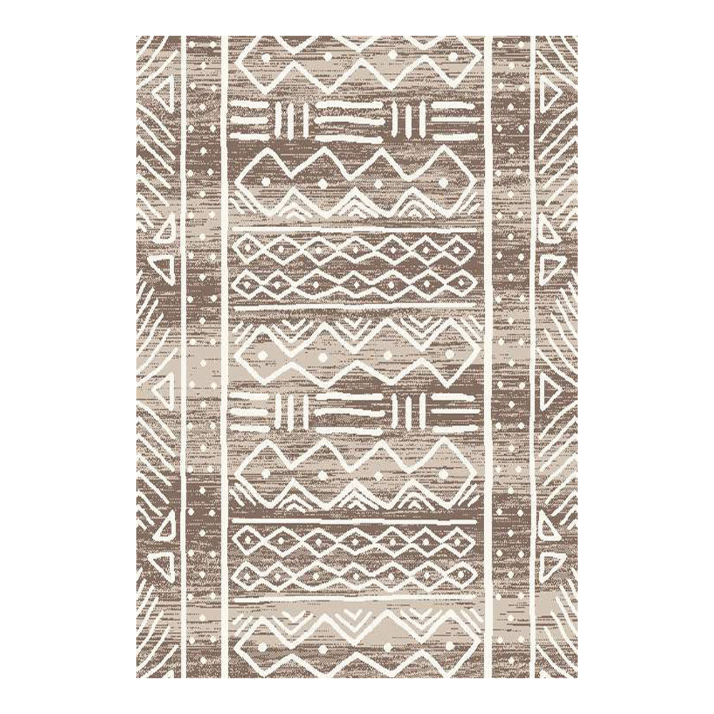 SAHAN: Super Soft Frieze 4200 Carpet Rug: (80x150)cm, Brown White