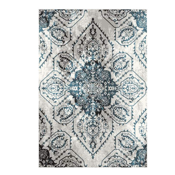 SAHAN: Super Soft Frieze 4200 Carpet Rug: (80x150)cm, White Turquiose