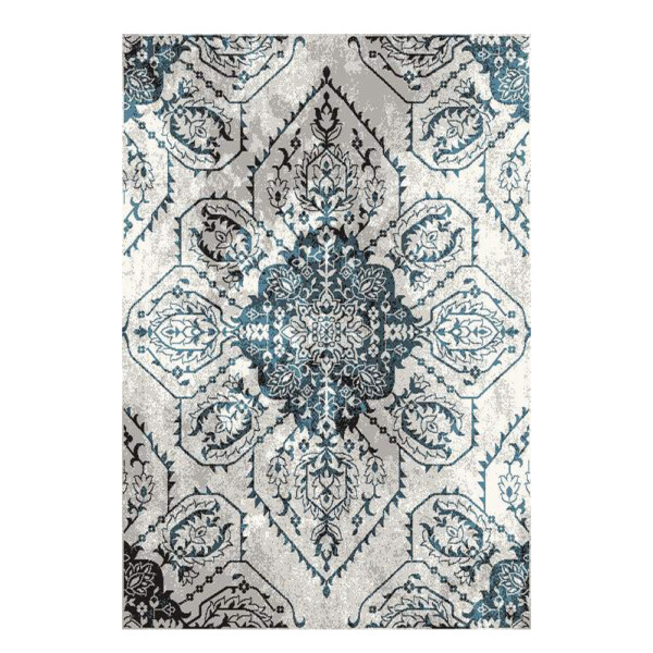 SAHAN: Super Soft Frieze 4200 Carpet Rug: (200x290)cm, White Turquiose