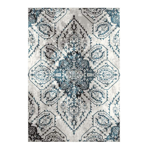 SAHAN: Super Soft Frieze 4200 Carpet Rug: (240x340)cm, White Turquiose