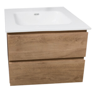 Viena: Bathroom Furniture Set: 1 Cabinet, 2 Drawers + 1 Ceramic Basin,60cm + Wall Hung