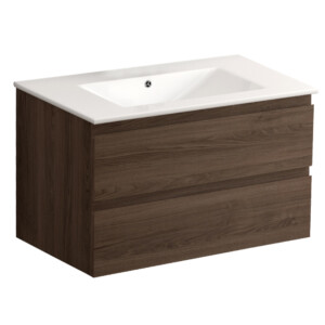 Coycama Viena Bathroom Furn Set: 1 Cabinet, 2 Drawers + 1 Ceramic Basin,60cm + Wall Hung, Wenge Natural