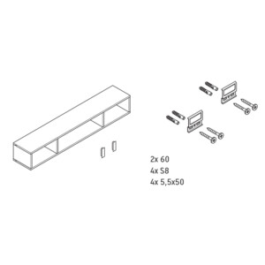 Duravit: L-Cube: Shelf: 3 Compartments; 12x100x14cm Dolomiti Grey H/Gloss #LC120103838