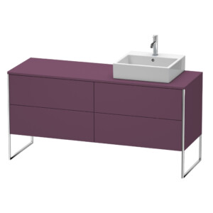 Duravit: XSquare: Vanity Unit With Cut-Out Left And 4 Drawers; 160cm, Stone Grey Satin Matt #XS4924L9292