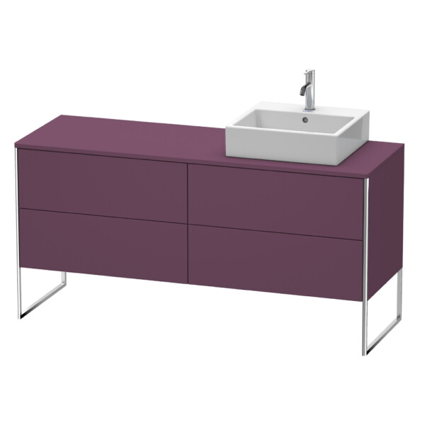 Duravit: XSquare: Vanity Unit With Cut-Out Left And 4 Drawers; 160cm, Stone Grey Satin Matt #XS4924L9292