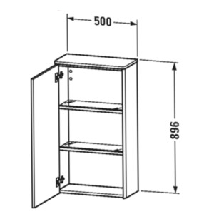 Duravit: XSquare: Semi-Tall Cabinet, Right Hinged: 1 Door; 50cm Aubergine Satin Matt #XS1303R9494