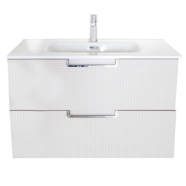 Norinco: Bathroom Furniture Set: Vanity Cabinet 2-Drawers (800mm); Tortora Matt + Ceramic Basin; White Glossy: #A-SV-800DA-T