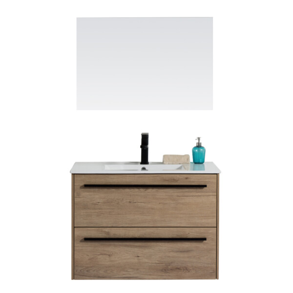 Ojans: Bathroom Furniture Set: Vanity Cabinet + Mirror + Ceramic Basin (2060R) Ref.OJS122-600-WN