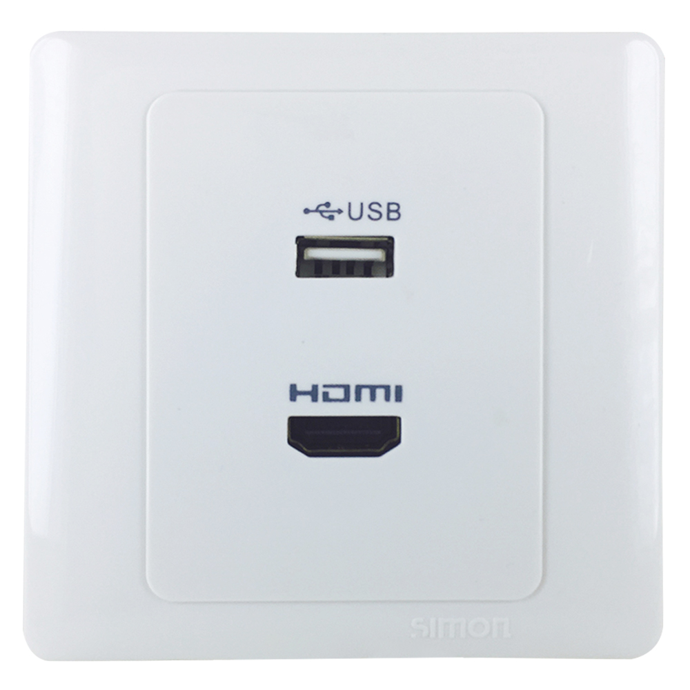 SIMON: USB-HDMI Outlet Adaptor: White #55494