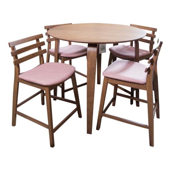ELK-DESA: Bar Table 106.7x106.7x91.5cm #EDWD3753(BT-3.5F)S000BC + 4 Bar Chairs #EDWD3754(BC-FSPI)S000BC