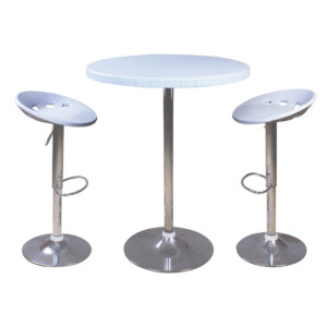 Round Bar Table, (80x110)cm + 2 Bar Chairs