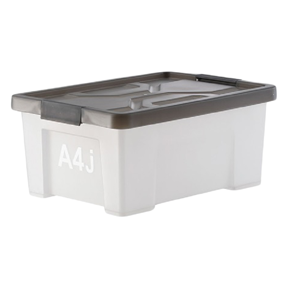 A4J Multi Purpose Storage Box With Lid-12.8Lts, White/Grey - T&C