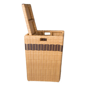 Rattan Laundry Basket With Lid, Light Brown