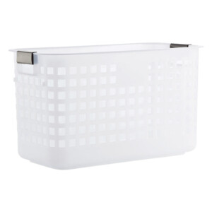 Rectangle Storage Basket With Handle- Medium, White