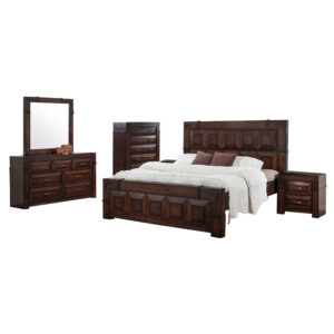 NORMAN: Queen Bed (150x200cm)+2 Night Stands + Dresser + Mirror