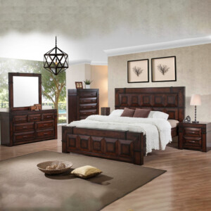 NORMAN: Queen Bed (150x200cm)+2 Night Stands + Dresser + Mirror