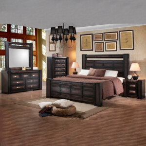 MELLISSA: Queen Bed (150x200cm)+2 Night Stands + Dresser + Mirror