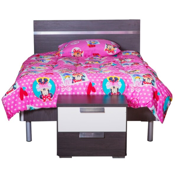 Wood Bed + Night Stand, (120x190)cm, Black Oak