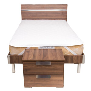 Wood Bed + Night Stand, (120x190)cm, Walnut