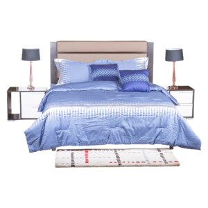 LINDEN: Wood Bed 150x200cm #NS1289 + 2 Night Stands #NS0299