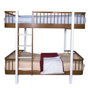 Wooden Bunk Bed: (175x100x200)cm, Walnut/White