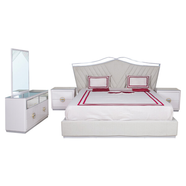 GRACE Bedroom Set: Bed, 228x236.4x140cm #MA-732 + 2 Night Stands #MB-732 + 6-Drawer Dresser #MD-732 + Mirror #ME-732