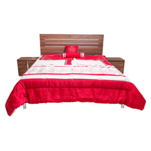 Wood Bed; (180x200)cm + 2 Night Stands, Walnut