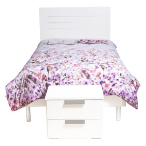 Wood Bed; (120x200)cm + 1 Night Stands, White