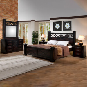 NEWTON: King Bed (180x200cm) + 2 Night Stands + Dresser + Mi