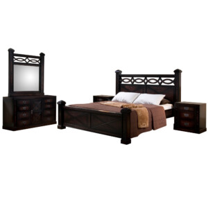 NEWTON: Queen Bed (150x200cm) + 2 Night Stands + Dresser + M