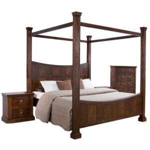 ALEXANDRIA: 4-Poster King Bed (180x200cm) + 2 Night Stands +