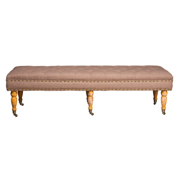 Fabric Bed Stool: (158x47x45)cm, Light Gold