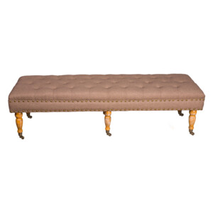 Fabric Bed Stool: (158x47x45)cm, Light Gold