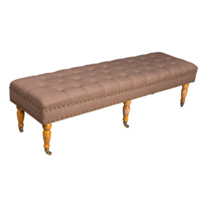 Fabric Bed Stool: (158x47x45)cm, Light Gold