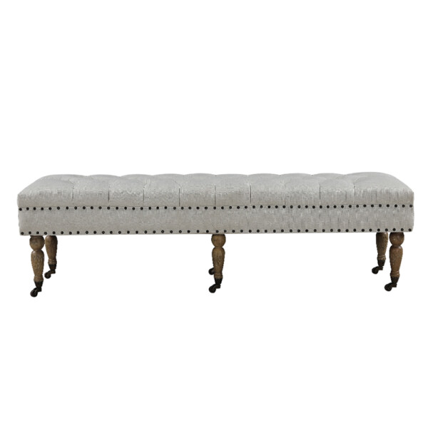 Fabric Bed Stool: (158x47x45)cm, Light Grey